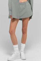 Pinstripe Daylight Mini Skirt - Lunar Grey/White