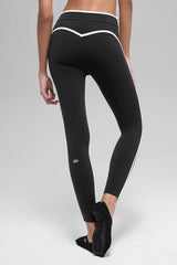 Airbrush High-Waist Race Pace 7/8 Legging - Black/White