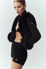 Faux Fur Cashmere Northstar Full Zip - Black