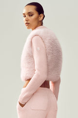 Faux Fur Cashmere Northstar Full Zip - Frosted Pink