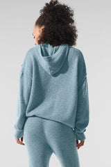 Wool Cashmere New Class Hoodie - Celestial Blue Granite Heather