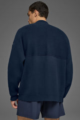 Domain Shift Rib Knit 1/4 Zip Sweater - Navy