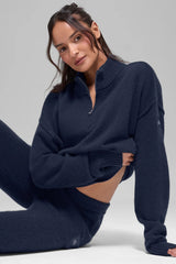 Wool Cashmere New Class 1/4 Zip Pullover - Navy