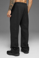 Pinstripe Straight Leg Sweatpant - Black Pinstripe