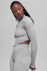 Seamless Two Tone Rib Jacket - Light Misty Grey Heather