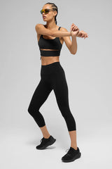 High-Waist Airbrush Capri - Black