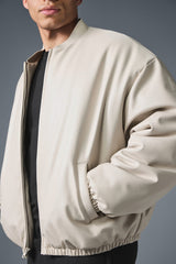 Faux Leather Premier Bomber - Bone