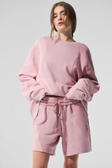 Make Waves Crew Neck Pullover - Sunset Pink Tonal