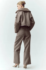 Wool Blend Nightcap Wide Leg Pant - Alpine Cocoa Heather