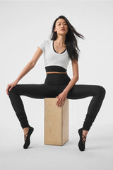 Seamless Ribbed Cropped Serene Short Sleeve - White