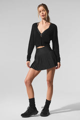 Sheer Cashmere Cropped Cardigan - Black