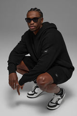 Sports Club Sweater Knit Hoodie - Black