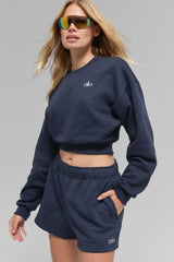 Cropped Accolade Crewneck - Navy