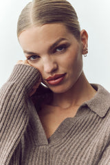 Cashmere Northstar Polo - Alpine Cocoa Heather