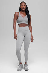 Seamless Two Tone Rib Bra - Light Misty Grey Heather