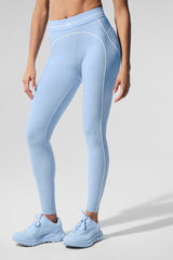 Alosoft High-Waist Heart Throb Legging - Seashell Blue Heather/White