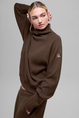Waffle Weekend Escape Mock Neck Long Sleeve - Espresso