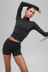 ALO Softsculpt Precision 1/4 Zip Long Sleeve - Black