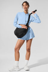 Cropped Breezy Full-Zip Cover Up - Seashell Blue