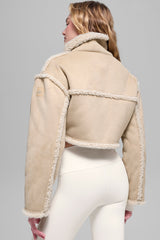 Faux Shearling Snowfall Cropped Jacket - Woodland Tan