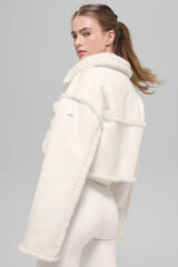 Faux Shearling Snowfall Cropped Jacket - Ivory