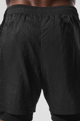 5" Game Time Ripstop 2-In-1 Short - Black/Black
