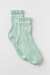 Unisex Half-Crew Throwback Sock - Spearmint/White