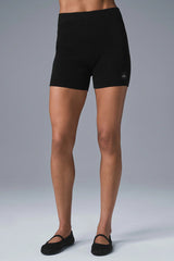 Scholar Knit High-Waist Short - Black