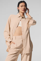 Dreamscape Button Down Long Sleeve - Macadamia