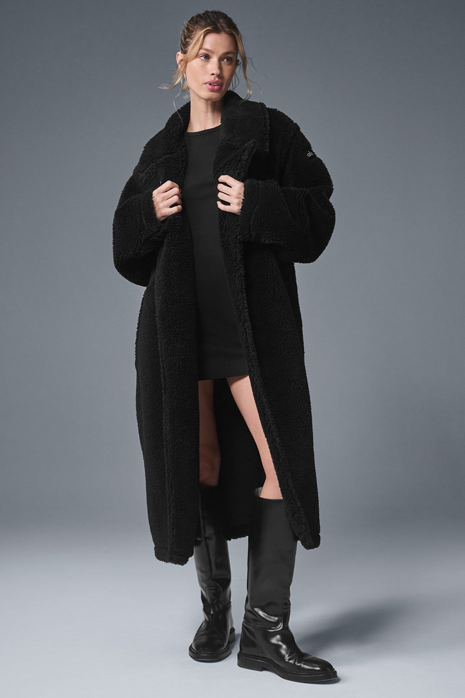 Oversized Sherpa Trench - Black