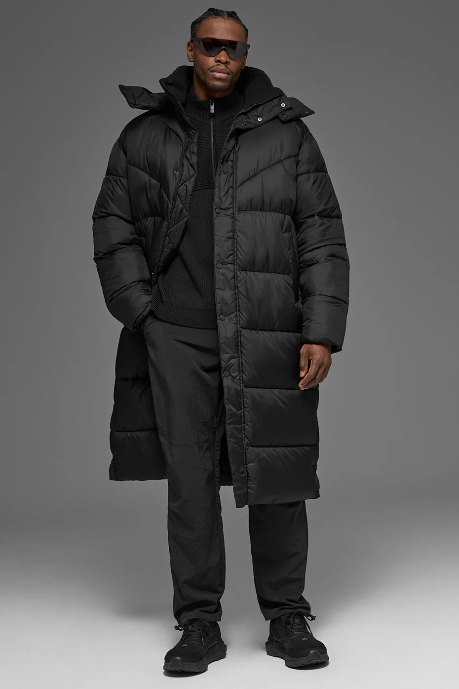 Gold Rush Puffer Trench - Black