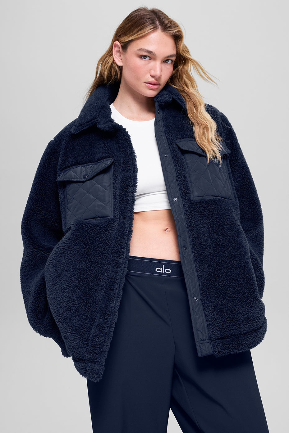 Sherpa Edge Shacket - Navy