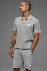 Sports Club Sweater Knit Polo - Athletic Heather Grey