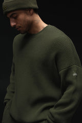 Domain Rib Knit Crew Sweater - Green Olive
