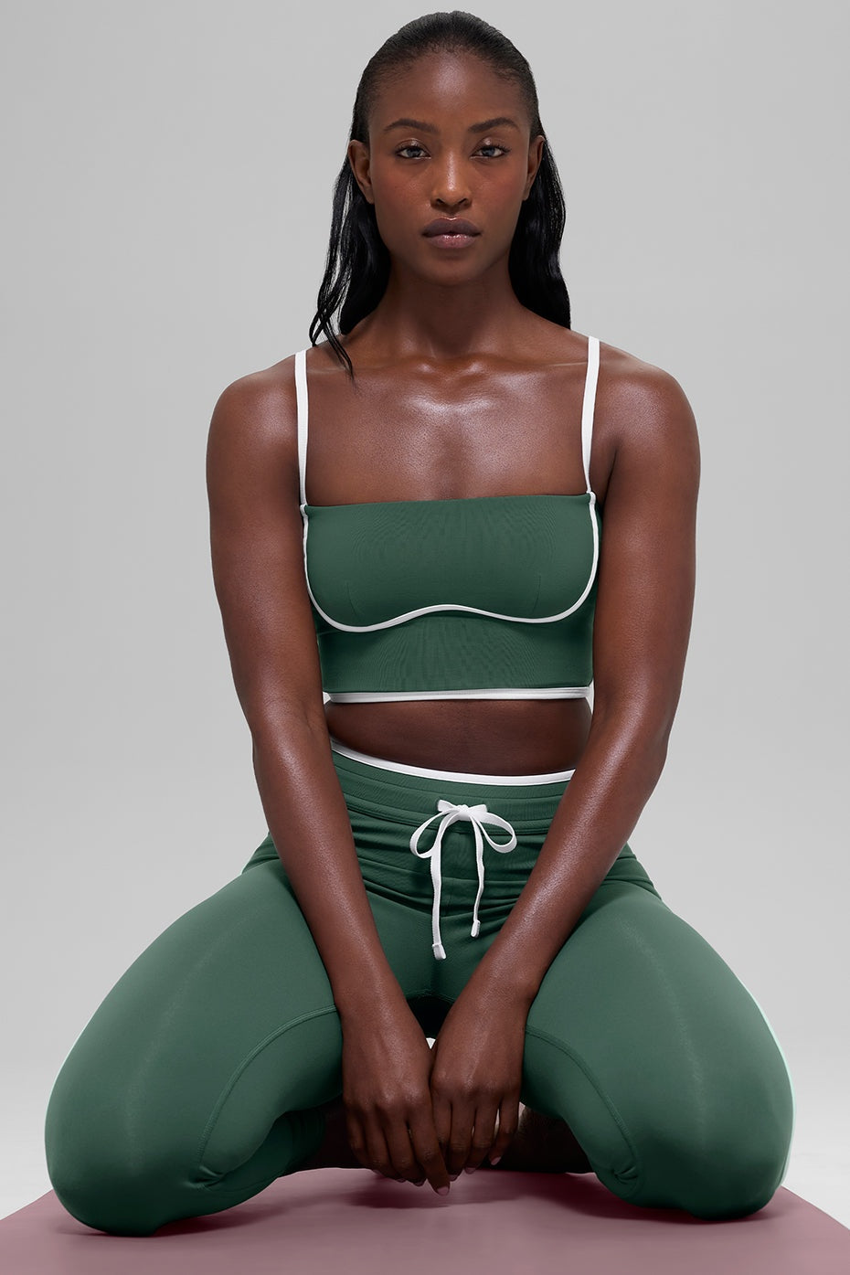 Airbrush Streamlined Bra Tank - Clover Green/White