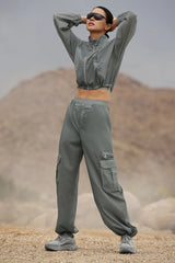 Sheer Game Time Wide Leg Jogger - Lunar Grey