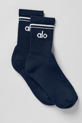 Unisex Half-Crew Throwback Sock - Navy/White