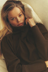 Waffle Weekend Escape Mock Neck Long Sleeve - Espresso