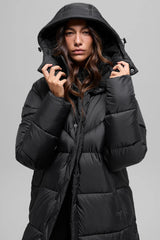 Gold Rush Puffer Trench - Black
