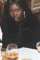 Faux Fur Cashmere Northstar Full Zip - Black