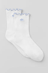 Women's Lettuce Edge Sock - White/Winter Frost