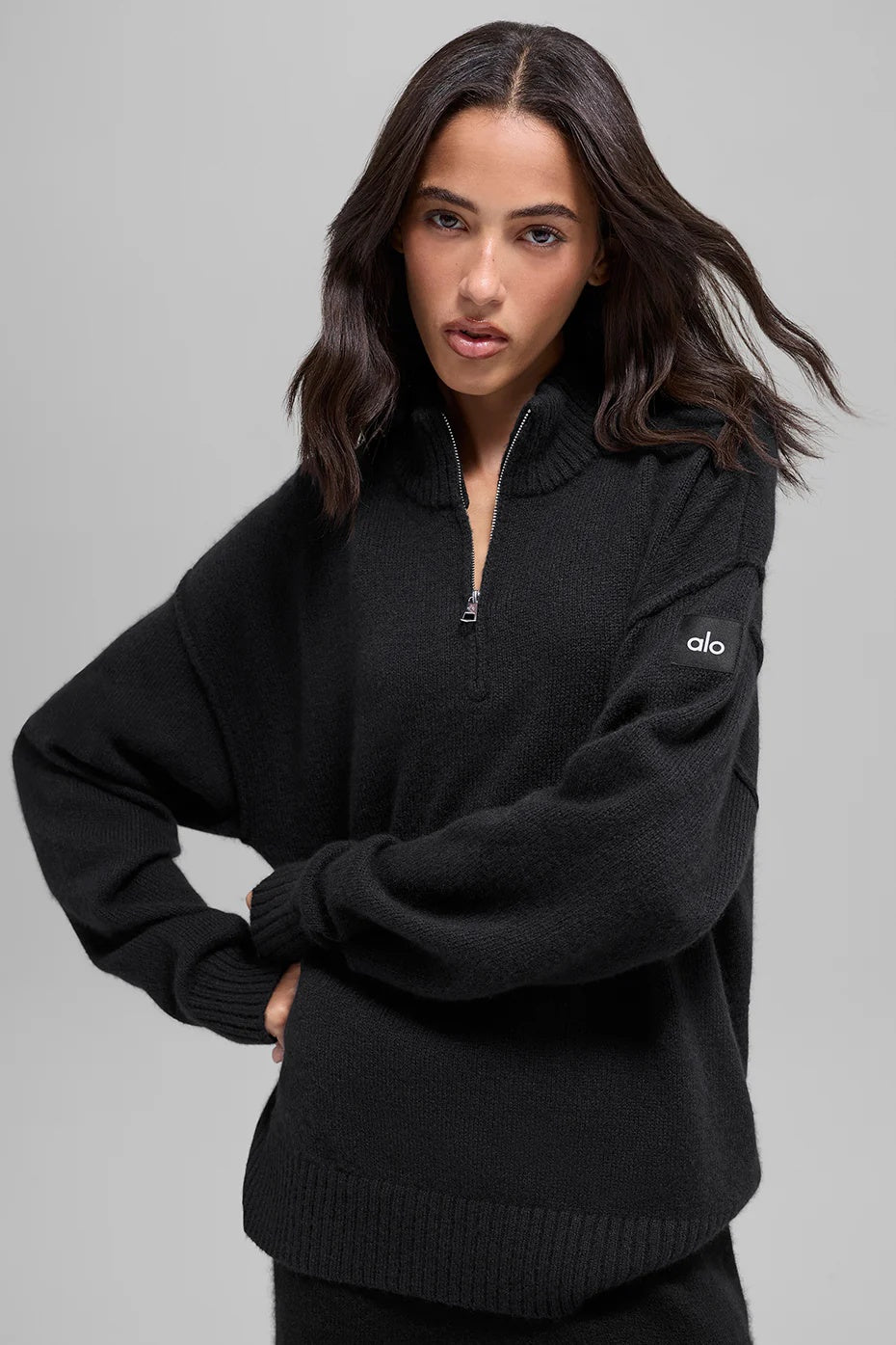 Wool Cashmere New Class 1/4 Zip Pullover - Black