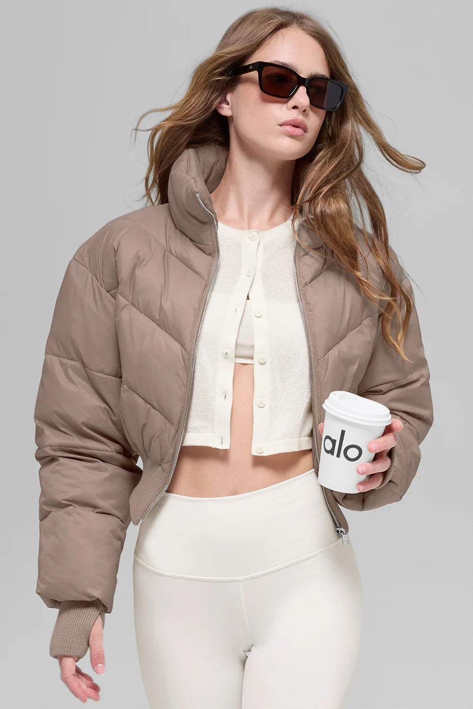 Cropped Atmosphere Puffer - Chai Latte
