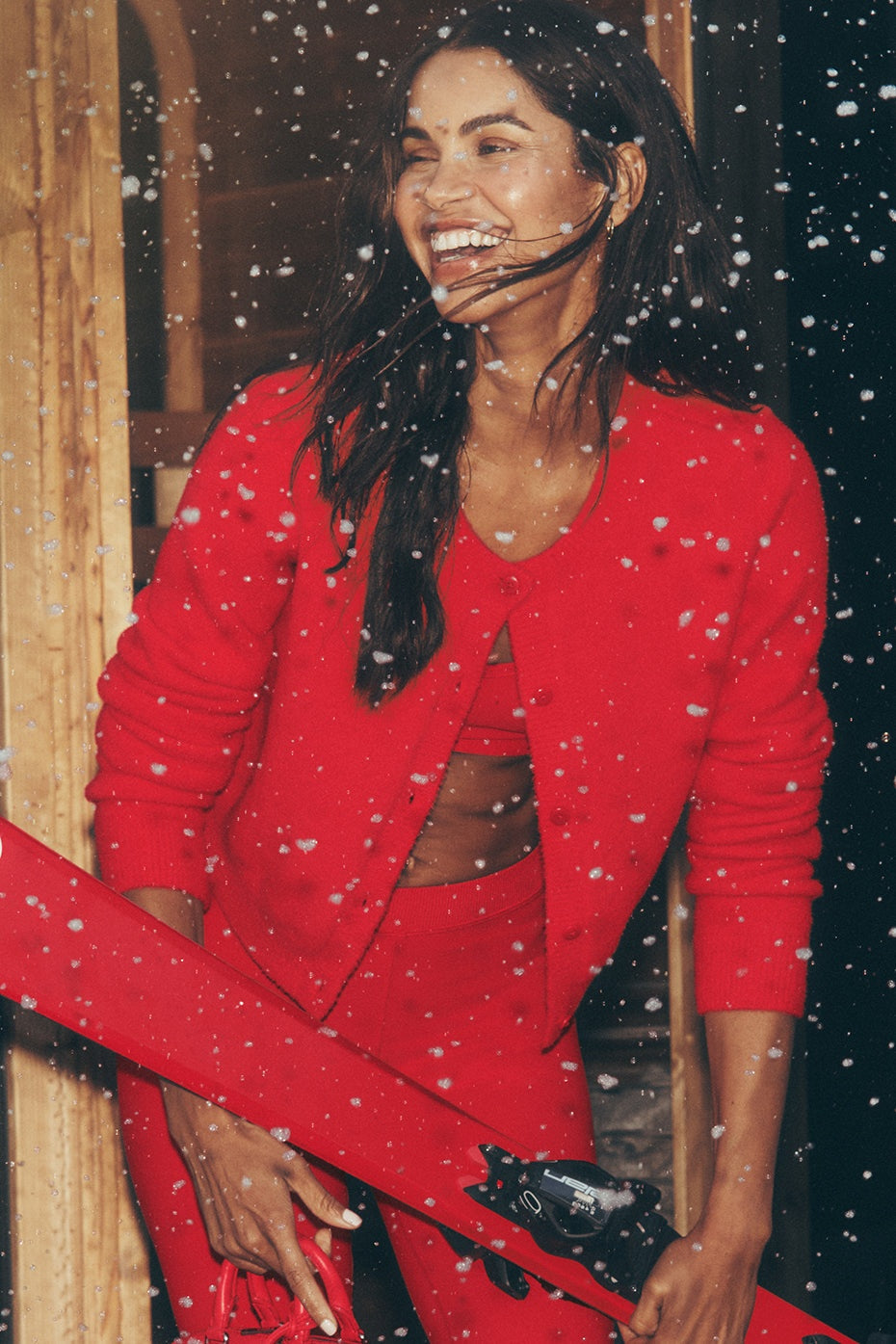 Snuggle Up Sweater Cropped Cardigan - Bright Red