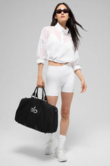 Cropped 1/4 Zip Aerial Pullover - White