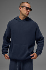 Sports Club Sweater Knit Hoodie - Navy