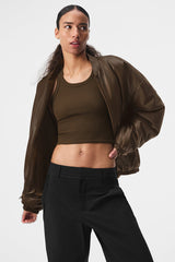 Faux Leather Premier Bomber - Espresso
