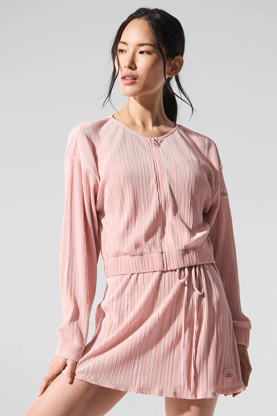 Cropped Micro Plisse Jacket - Pink Quartz