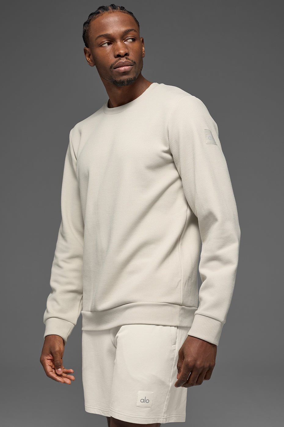 Waffle Lounge Long Sleeve Crew - Bone