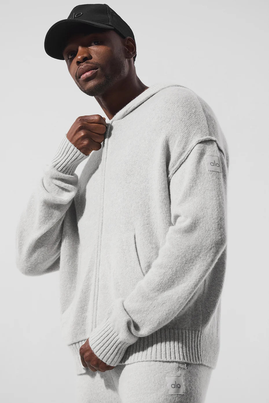 Wool Cashmere New Class Full Zip Hoodie - Pearl Grey Heather